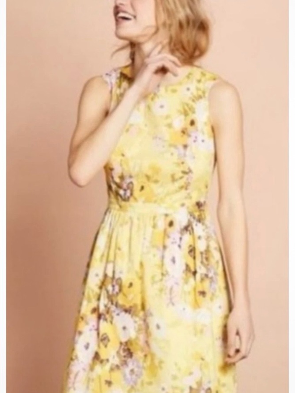 Brooks Brothers Red Fleece Yellow Floral 100% Cotton Dress Size 10
